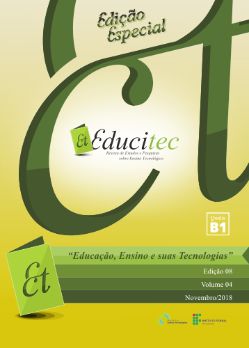 					Visualizar v. 4 n. 08 (2018): Revista de Estudos e Pesquisas sobre Ensino Tecnológico - EDUCITEC
				