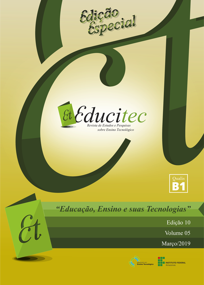 					Visualizar v. 5 n. 10 (2019): Revista de Estudos e Pesquisas sobre Ensino Tecnológico - EDUCITEC
				